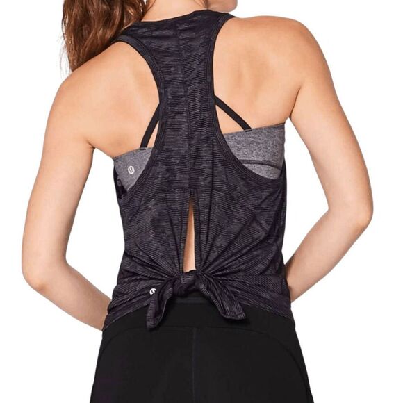 LULULEMON ATHLETICA Miles Ahead Tank (Camo) in Black Size 6 - Picture 1 of 5